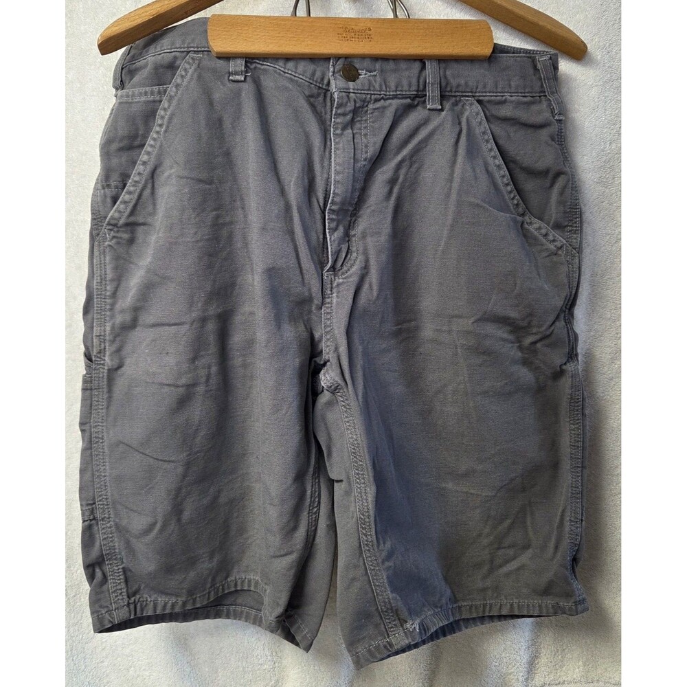 Carhartt B278 CHR Charcoal Gray Canvas Carpenter Work Shorts Mens Size 34